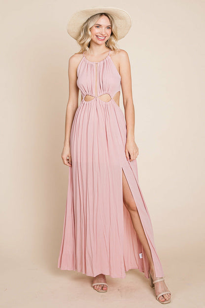Split Front Cut Out Halter Maxi Dress | Apparel | Kitchen + Metal