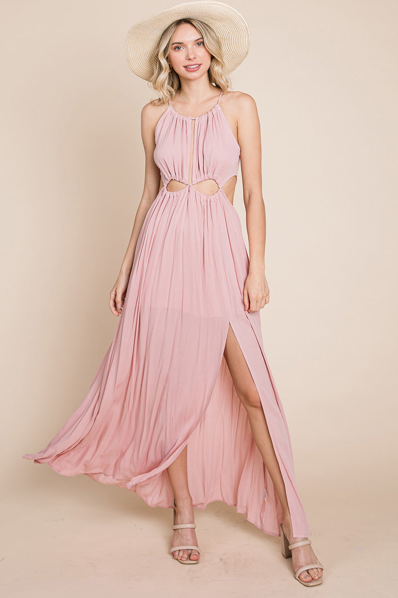 Split Front Cut Out Halter Maxi Dress | Apparel | Kitchen + Metal
