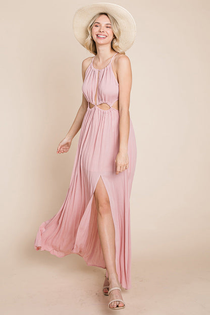 Split Front Cut Out Halter Maxi Dress | Apparel | Kitchen + Metal