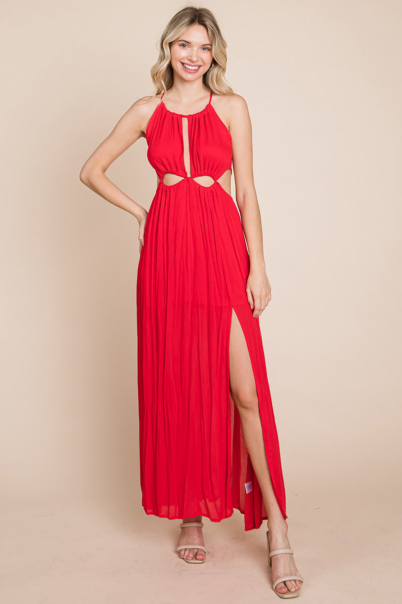 Split Front Cut Out Halter Maxi Dress | Apparel | Kitchen + Metal