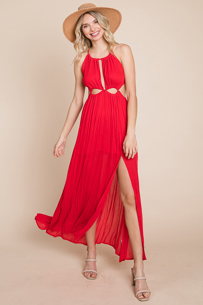 Split Front Cut Out Halter Maxi Dress | Apparel | Kitchen + Metal