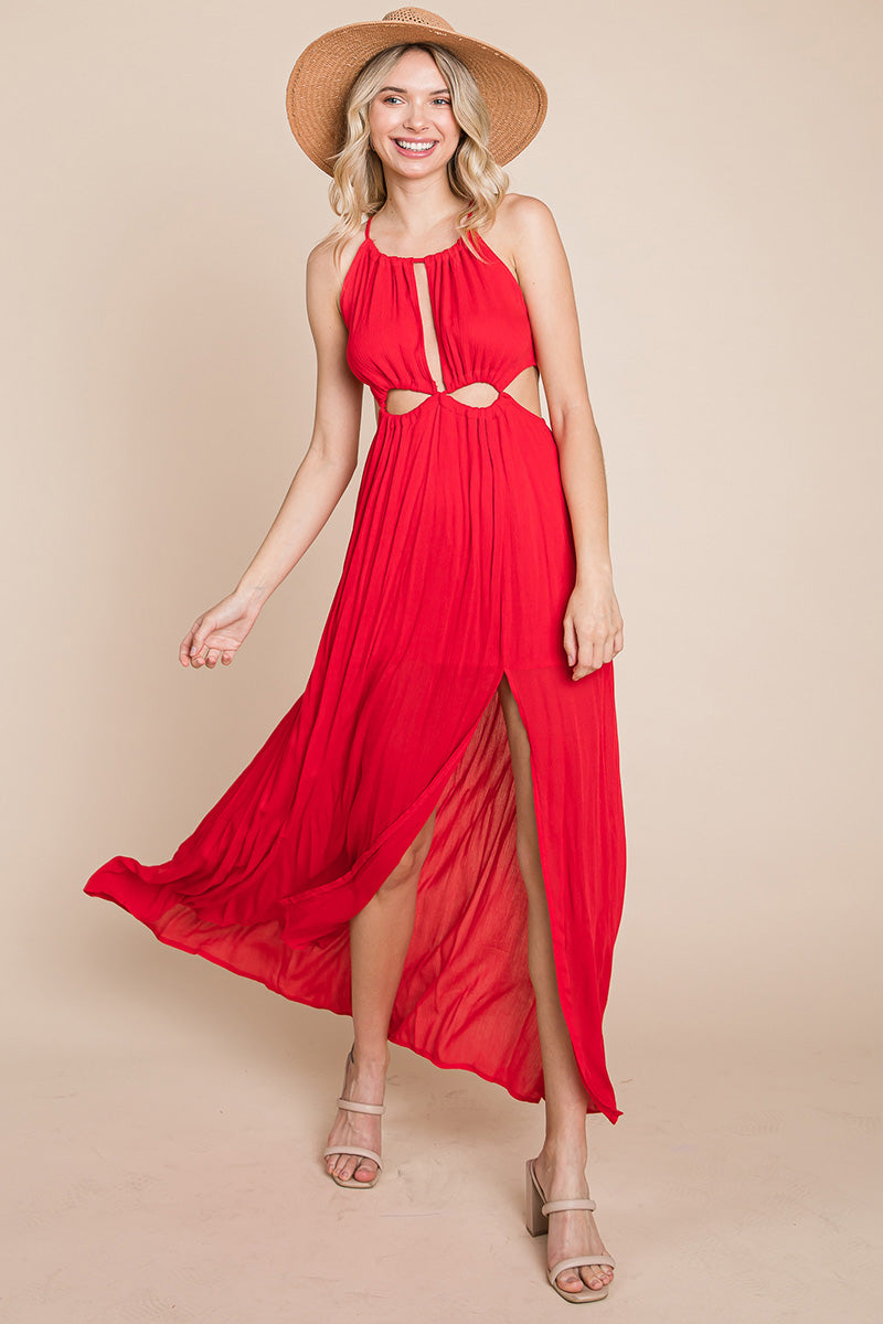 Split Front Cut Out Halter Maxi Dress | Apparel | Kitchen + Metal