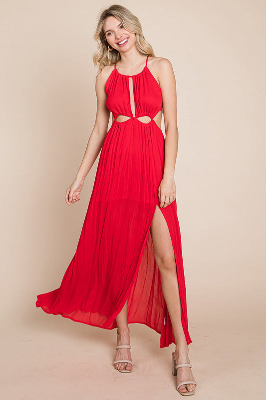 Split Front Cut Out Halter Maxi Dress | Apparel | Kitchen + Metal