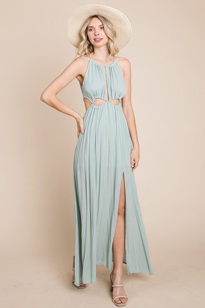 Split Front Cut Out Halter Maxi Dress | Apparel | Kitchen + Metal