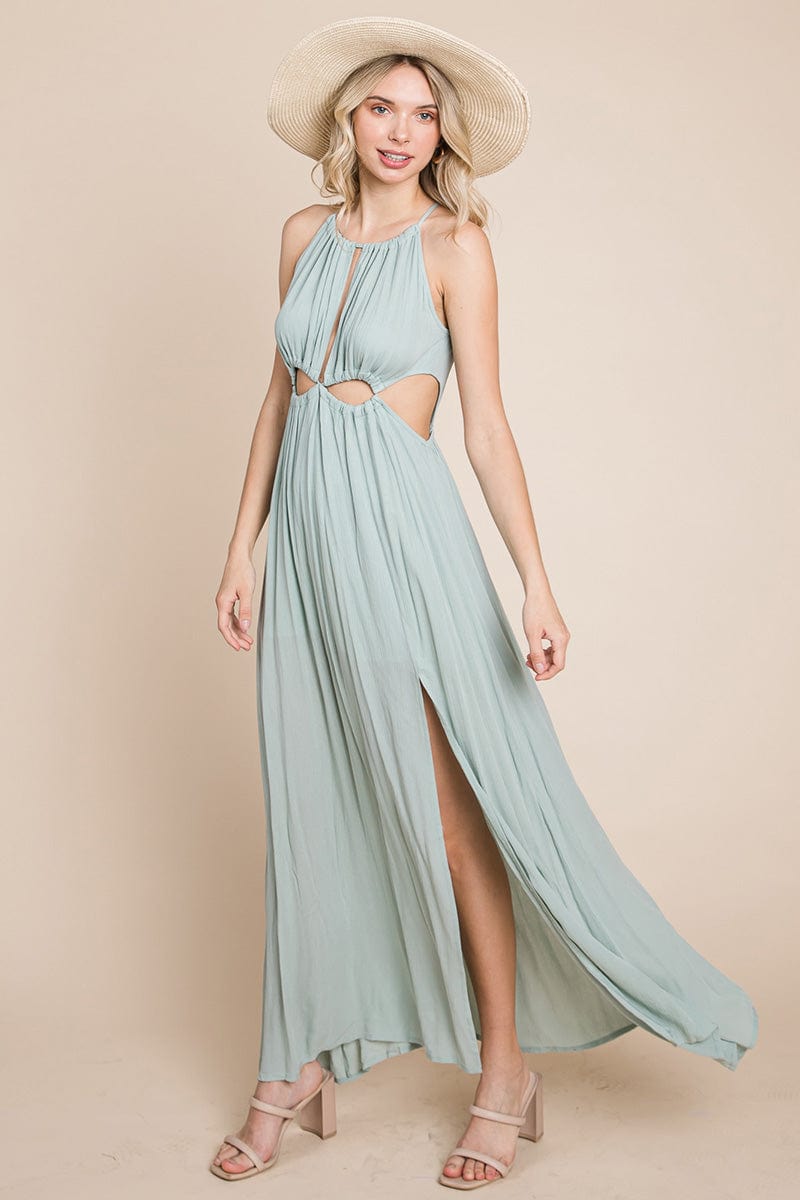 Split Front Cut Out Halter Maxi Dress | Apparel | Kitchen + Metal