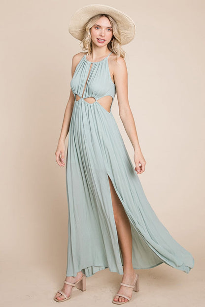 Split Front Cut Out Halter Maxi Dress | Apparel | Kitchen + Metal