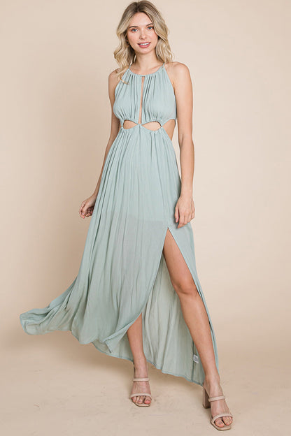 Split Front Cut Out Halter Maxi Dress | Apparel | Kitchen + Metal