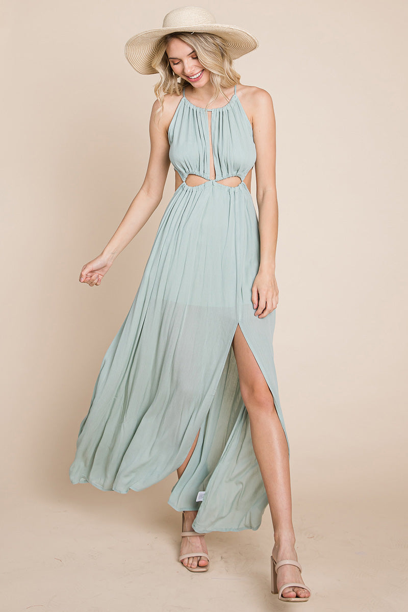 Split Front Cut Out Halter Maxi Dress | Apparel | Kitchen + Metal
