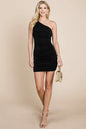 One Shoulder Slinky Ruched Bodycon Mini Dress | Apparel | Kitchen + Metal