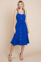 Tiered Square Neck Ruffled Button Midi Sundresses | Apparel | Kitchen + Metal