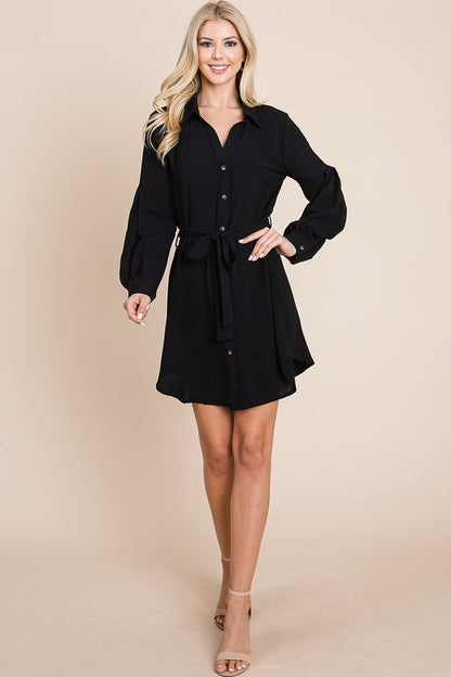 Collared Button Down Tie Belt Shirt Dress | Apparel | Kitchen + Metal