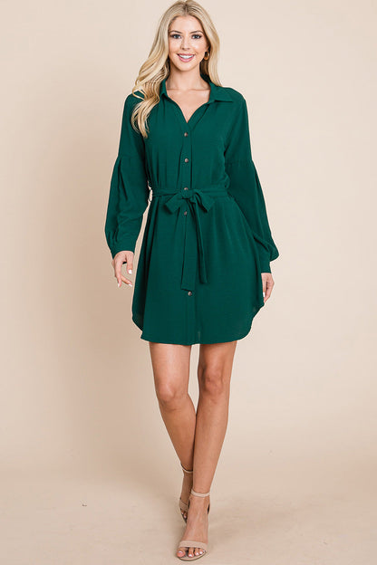 Collared Button Down Tie Belt Shirt Dress | Apparel | Kitchen + Metal