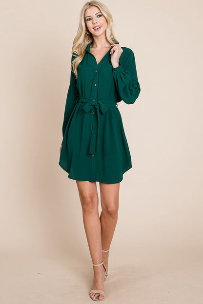 Collared Button Down Tie Belt Shirt Dress | Apparel | Kitchen + Metal