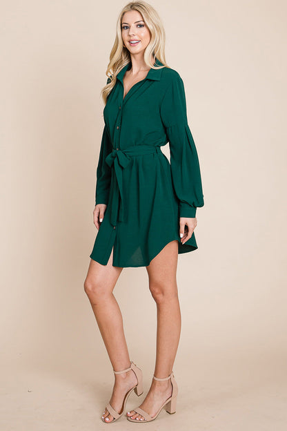 Collared Button Down Tie Belt Shirt Dress | Apparel | Kitchen + Metal
