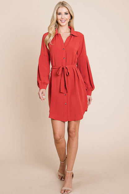 Collared Button Down Tie Belt Shirt Dress | Apparel | Kitchen + Metal