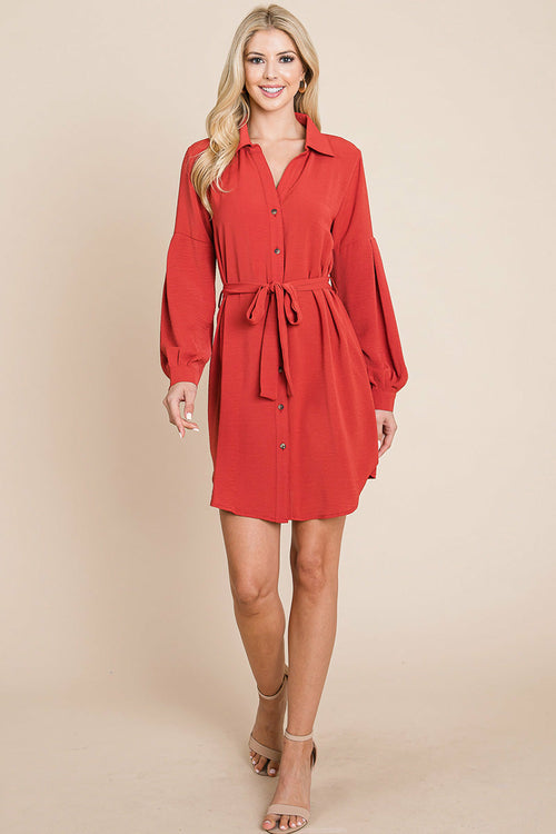 Collared Button Down Tie Belt Shirt Dress | Apparel | Kitchen + Metal