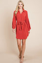 Collared Button Down Tie Belt Shirt Dress | Apparel | Kitchen + Metal