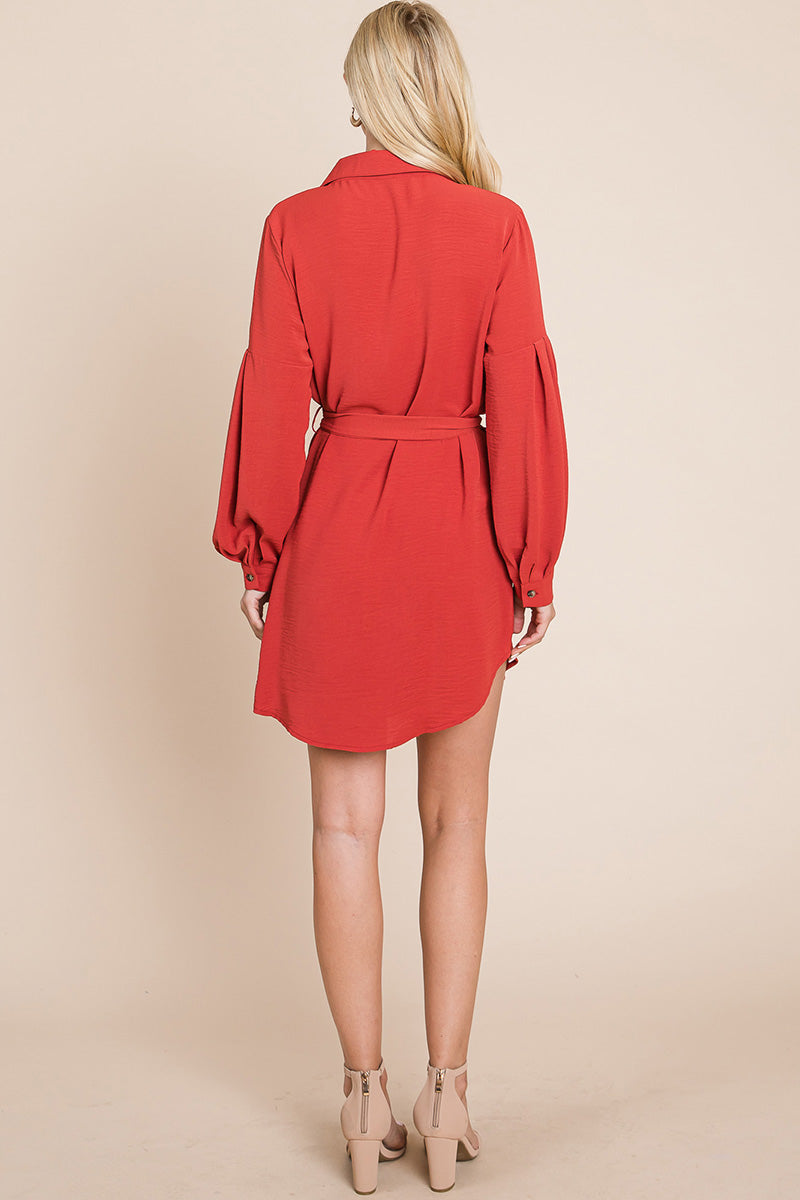 Collared Button Down Tie Belt Shirt Dress | Apparel | Kitchen + Metal