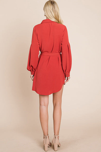 Collared Button Down Tie Belt Shirt Dress | Apparel | Kitchen + Metal