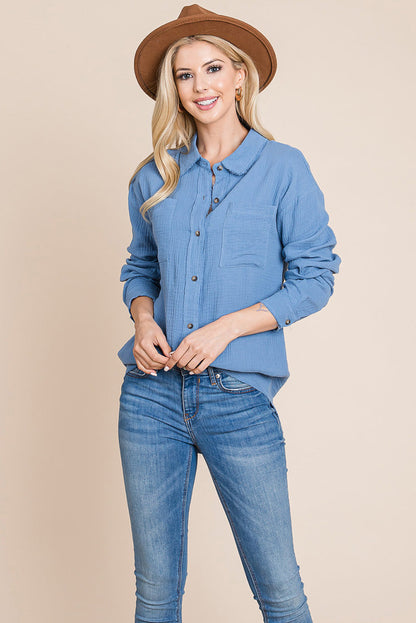 Textured Cotton Raw Edge Gauze Blouse Tops Shirts | Apparel | Kitchen + Metal