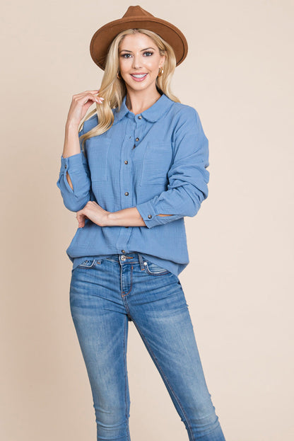 Textured Cotton Raw Edge Gauze Blouse Tops Shirts | Apparel | Kitchen + Metal