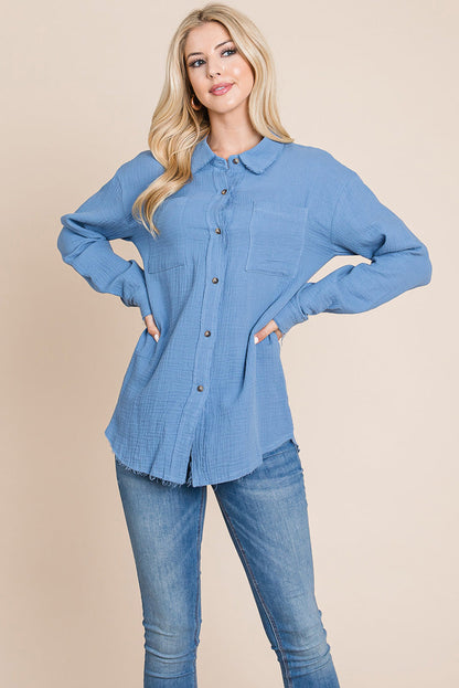 Textured Cotton Raw Edge Gauze Blouse Tops Shirts | Apparel | Kitchen + Metal