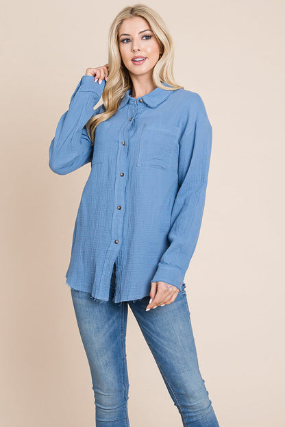 Textured Cotton Raw Edge Gauze Blouse Tops Shirts | Apparel | Kitchen + Metal