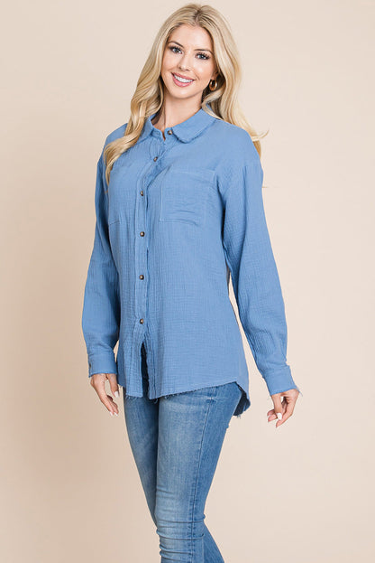 Textured Cotton Raw Edge Gauze Blouse Tops Shirts | Apparel | Kitchen + Metal