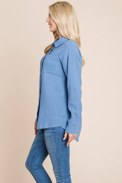 Textured Cotton Raw Edge Gauze Blouse Tops Shirts | Apparel | Kitchen + Metal