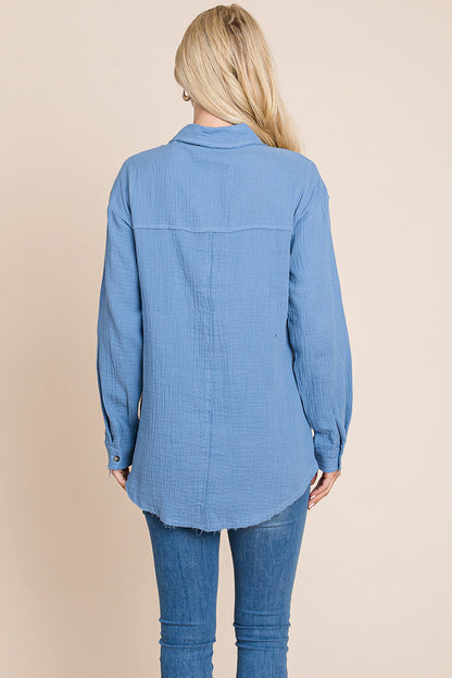 Textured Cotton Raw Edge Gauze Blouse Tops Shirts | Apparel | Kitchen + Metal