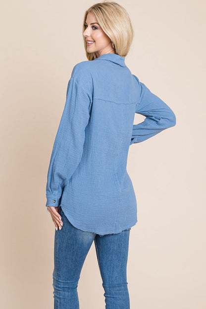Textured Cotton Raw Edge Gauze Blouse Tops Shirts | Apparel | Kitchen + Metal