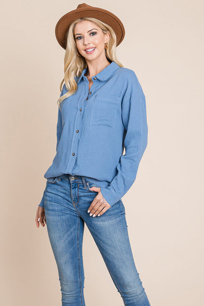 Textured Cotton Raw Edge Gauze Blouse Tops Shirts | Apparel | Kitchen + Metal