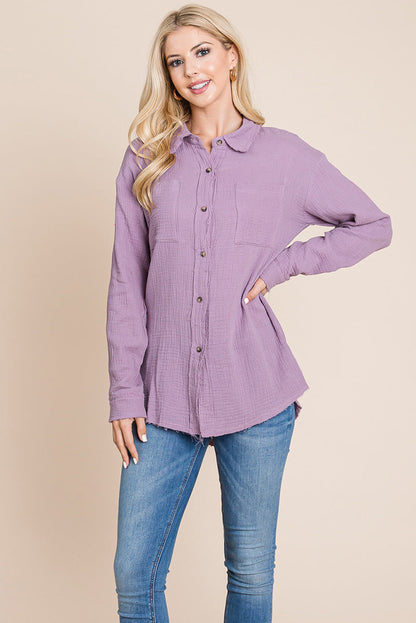 Textured Cotton Raw Edge Gauze Blouse Tops Shirts | Apparel | Kitchen + Metal