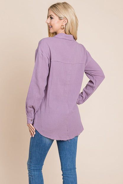 Textured Cotton Raw Edge Gauze Blouse Tops Shirts | Apparel | Kitchen + Metal