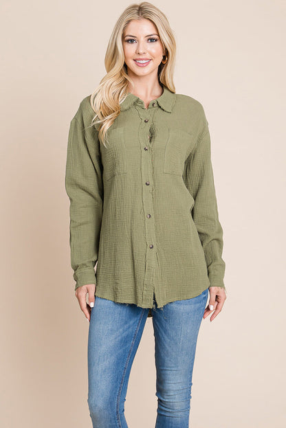 Textured Cotton Raw Edge Gauze Blouse Tops Shirts | Apparel | Kitchen + Metal