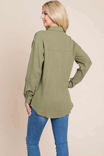 Textured Cotton Raw Edge Gauze Blouse Tops Shirts | Apparel | Kitchen + Metal