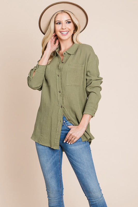 Textured Cotton Raw Edge Gauze Blouse Tops Shirts | Apparel | Kitchen + Metal