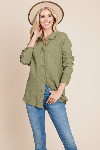 Textured Cotton Raw Edge Gauze Blouse Tops Shirts | Apparel | Kitchen + Metal