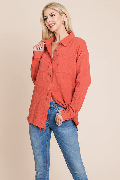 Textured Cotton Raw Edge Gauze Blouse Tops Shirts | Apparel | Kitchen + Metal