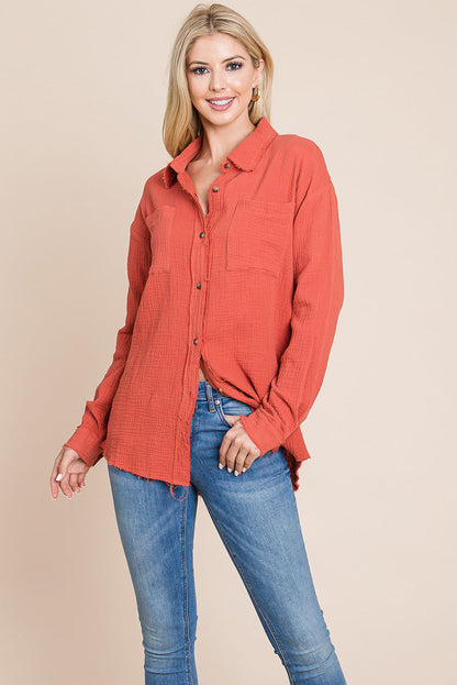Textured Cotton Raw Edge Gauze Blouse Tops Shirts | Apparel | Kitchen + Metal
