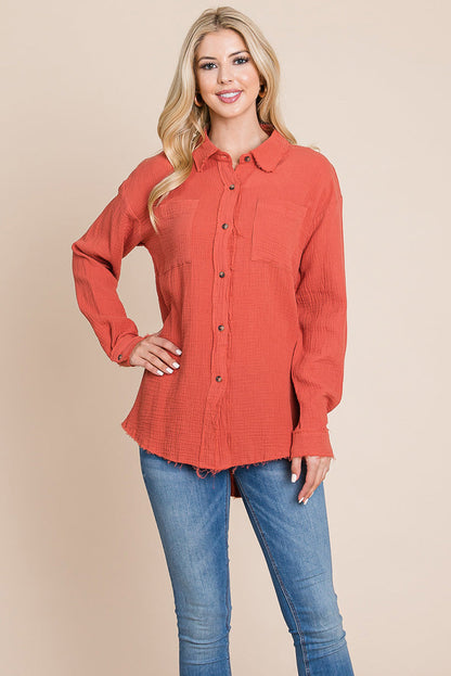 Textured Cotton Raw Edge Gauze Blouse Tops Shirts | Apparel | Kitchen + Metal