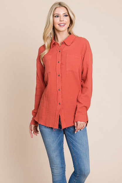 Textured Cotton Raw Edge Gauze Blouse Tops Shirts | Apparel | Kitchen + Metal