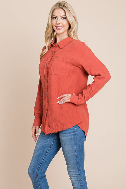 Textured Cotton Raw Edge Gauze Blouse Tops Shirts | Apparel | Kitchen + Metal