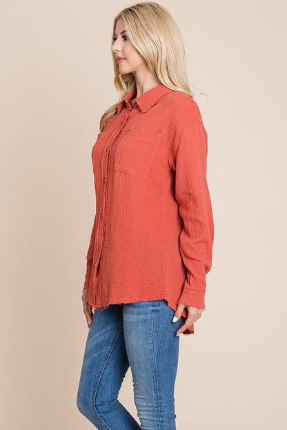 Textured Cotton Raw Edge Gauze Blouse Tops Shirts | Apparel | Kitchen + Metal