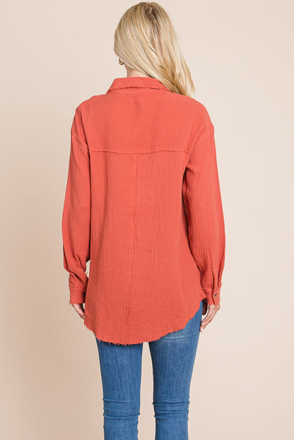 Textured Cotton Raw Edge Gauze Blouse Tops Shirts | Apparel | Kitchen + Metal