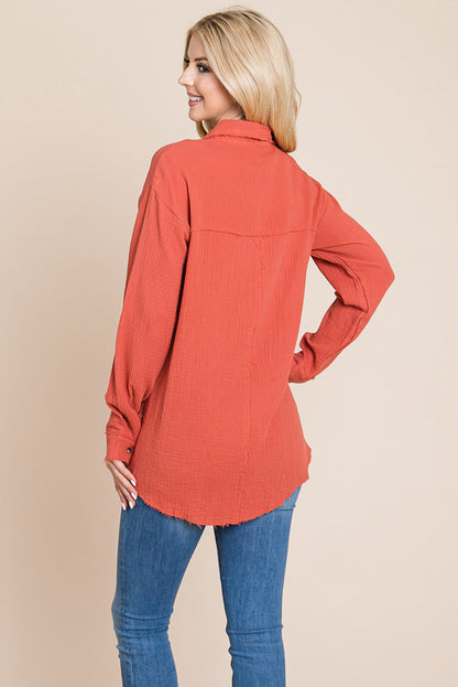Textured Cotton Raw Edge Gauze Blouse Tops Shirts | Apparel | Kitchen + Metal