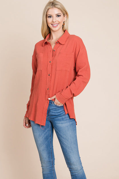 Textured Cotton Raw Edge Gauze Blouse Tops Shirts | Apparel | Kitchen + Metal