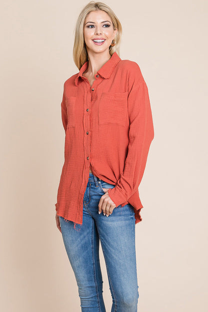Textured Cotton Raw Edge Gauze Blouse Tops Shirts | Apparel | Kitchen + Metal