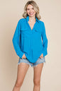 V neck Collared Pocket Detail Blouse Shirts | Apparel | Kitchen + Metal