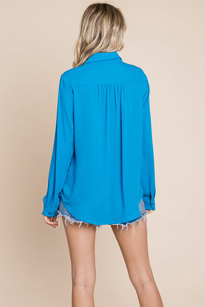 V neck Collared Pocket Detail Blouse Shirts | Apparel | Kitchen + Metal